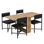 Set da tavolo da pranzo estensibile Whisen Modern a 5 pezzi, tavolo quadrato pieghevole con sedie imbottite in pelle