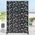 72 H47W Dovelina Black Metal Planter Box with Trellis Privacy Screen for Caf Patio,Garden & Balconies
