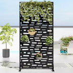 72 H47W Fioriera Dovelina in Metallo Nero con Schermo Grigliato per la Privacy per Patio, Giardino e Balconi di Bar