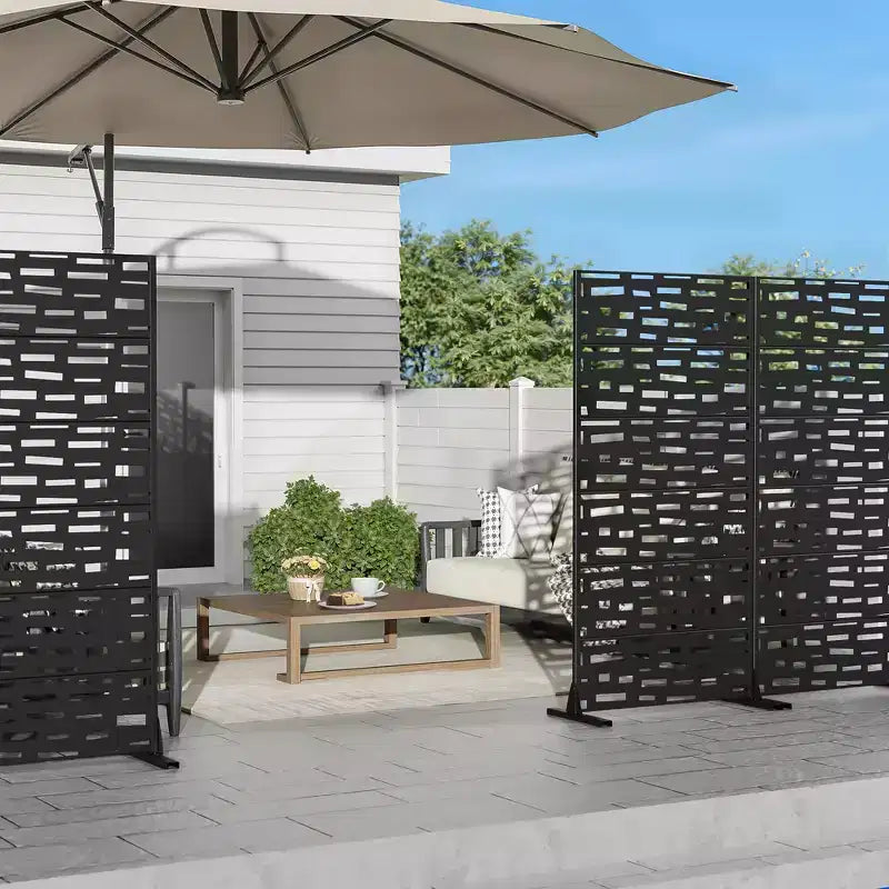 72 H47W Fioriera Dovelina in Metallo Nero con Schermo Grigliato per la Privacy per Patio, Giardino e Balconi di Bar