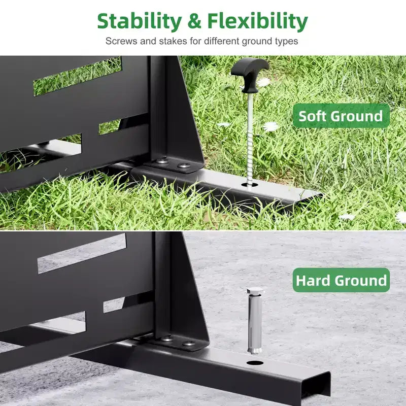 72 H47W Fioriera Dovelina in Metallo Nero con Schermo Grigliato per la Privacy per Patio, Giardino e Balconi di Bar