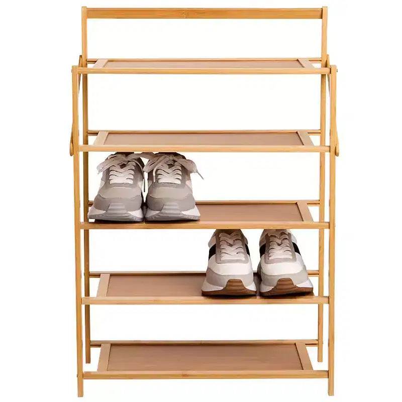 SCAFFALE PORTASCARPE PIEGHEVOLE IN LEGNO A 5 PIANI - The Lakeside Collection -