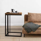 eHemco Slide Under Sofa C Shaped Side Table with Coffee Top for Living Room