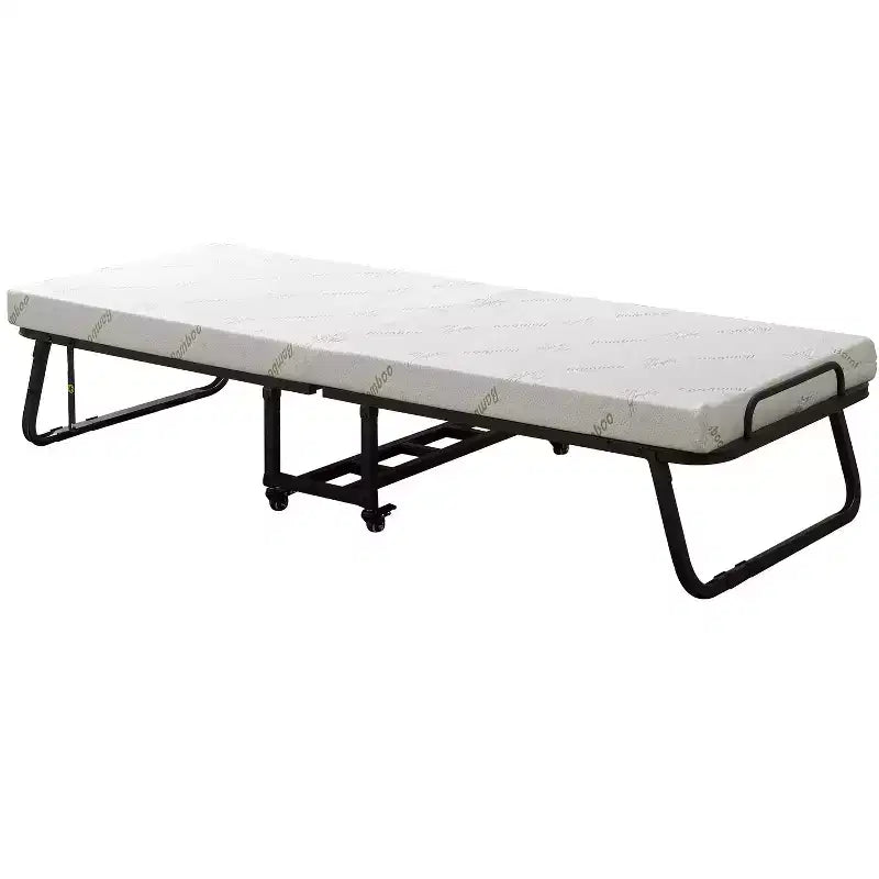 Kings Brand Furniture Franco Letto Pieghevole Struttura in Metallo Portatile con Rotelle Bloccabili e Materasso in Schiuma ad Alta Densità per Camera degli Ospiti o Piccoli Spazi