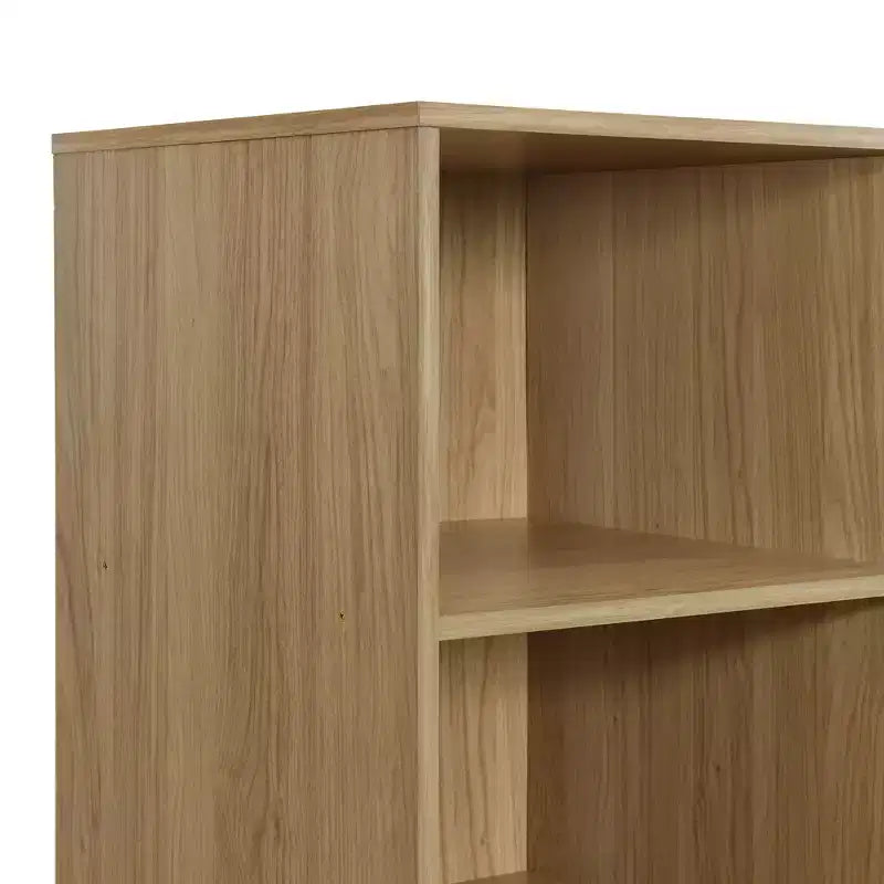 Whisen Armadio Contenitore in Legno Senza Ante con Ripiani e 3 Cassetti - Naturale