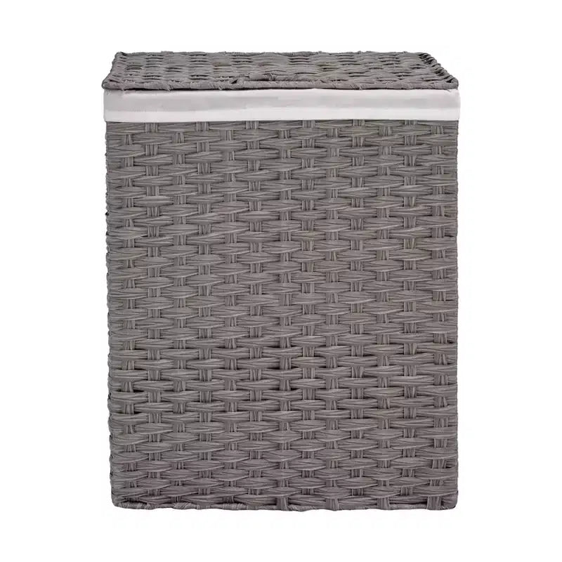 Cesto portabiancheria rettangolare moderno intessuto con coperchio e fodera Seville Classics