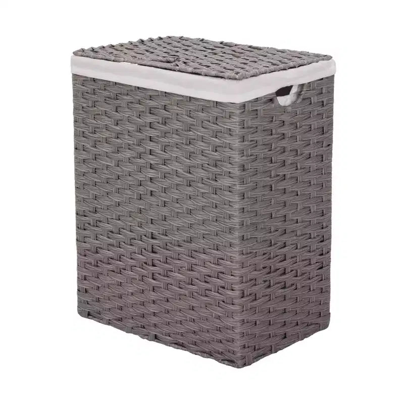 Cesto portabiancheria rettangolare moderno intessuto con coperchio e fodera Seville Classics