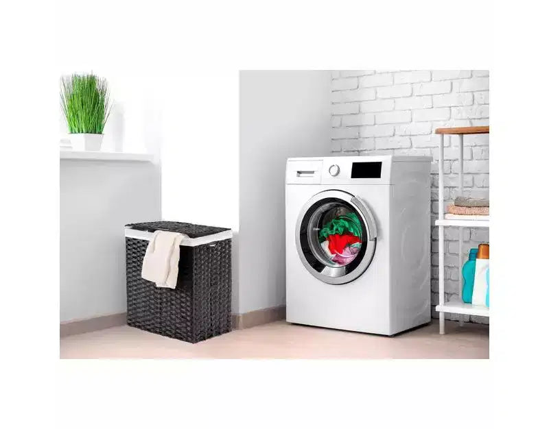 Cesto portabiancheria rettangolare moderno intessuto con coperchio e fodera Seville Classics