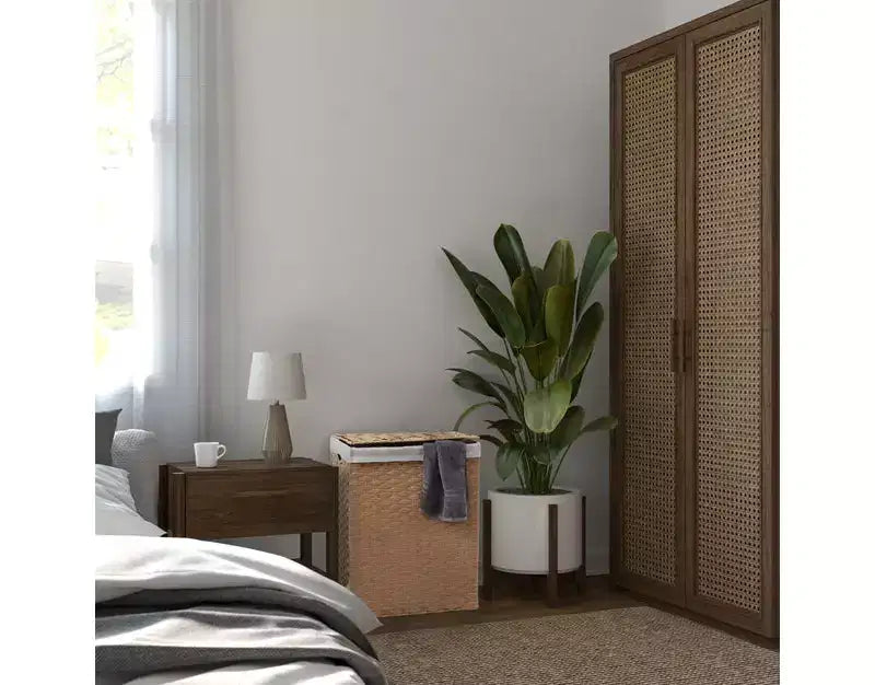 Cesto portabiancheria rettangolare moderno intessuto con coperchio e fodera Seville Classics