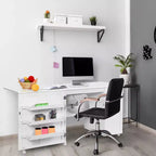 Costway Tavolo da Cucito Pieghevole con Scaffali Mobiletto Contenitore Carrello Artigianale con Ruote Grande
