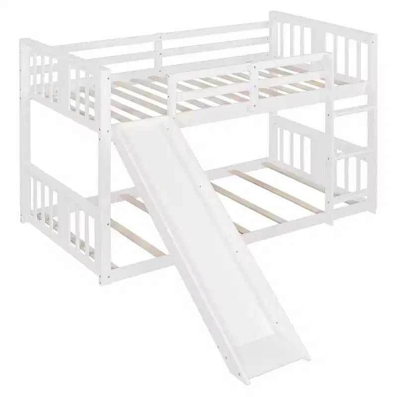 Letto a castello Whisen Twin Over Twin con scivolo e scaletta, Progettato per la tua sicurezza