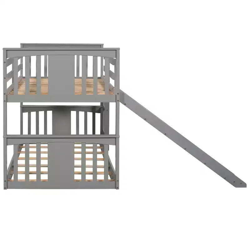 Letto a castello Whisen Twin Over Twin con scivolo e scaletta, Progettato per la tua sicurezza