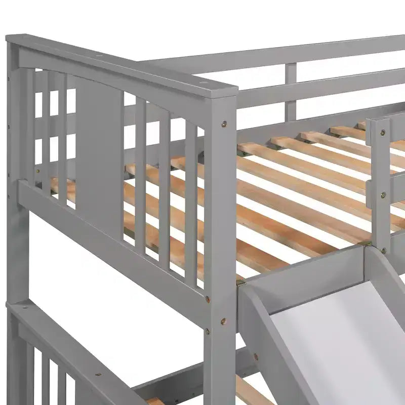 Letto a castello Whisen Twin Over Twin con scivolo e scaletta, Progettato per la tua sicurezza