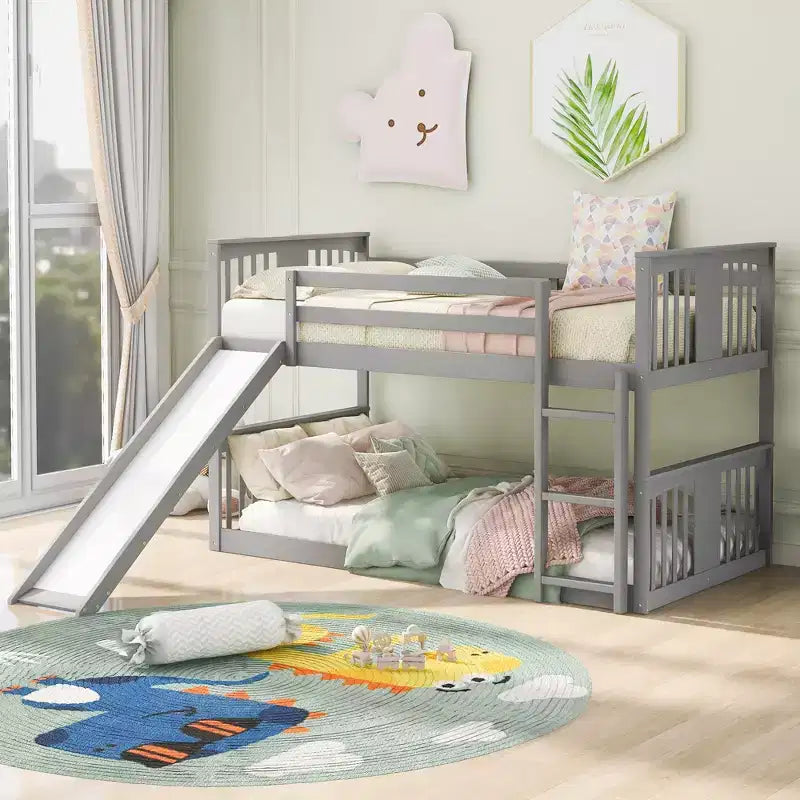 Whisen Twin Over Twin Bunk Bed with Slide and Ladder, Designed for your safety