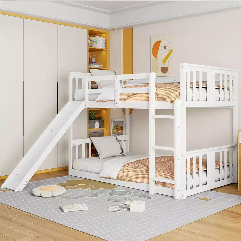 Letto a castello Whisen Twin Over Twin con scivolo e scaletta, Progettato per la tua sicurezza