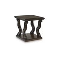 Signature Design by Ashley Maylee Square End Table with Ornate Scrolled Legs, Traditional Style, 24 Height, Dark Brown Finish