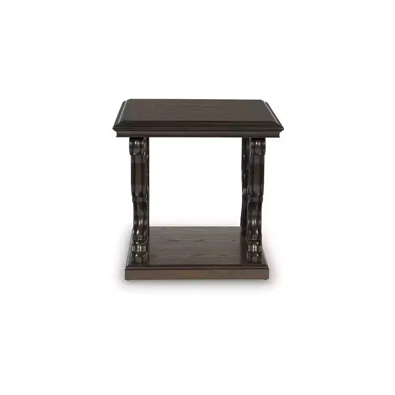 Signature Design by Ashley Maylee Tavolino Quadrato con Gambe a Voluta Ornate, Stile Tradizionale, 24 Altezza, Finitura Marrone Scuro