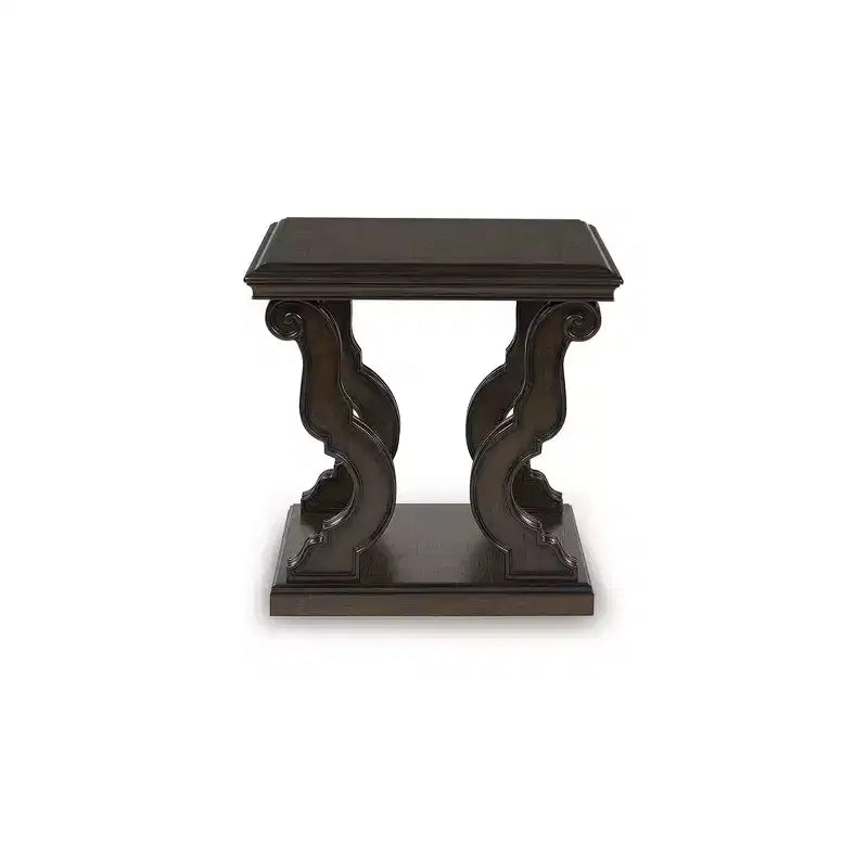 Signature Design by Ashley Maylee Tavolino Quadrato con Gambe a Voluta Ornate, Stile Tradizionale, 24 Altezza, Finitura Marrone Scuro