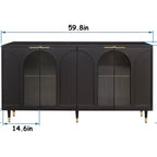 Credenza d'accento mobile in legno laccato nero con 4 ante in vetro credenza a buffet armadio contenitore