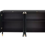 Credenza d'accento mobile in legno laccato nero con 4 ante in vetro credenza a buffet armadio contenitore
