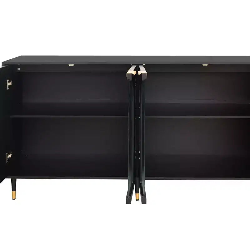Credenza d'accento mobile in legno laccato nero con 4 ante in vetro credenza a buffet armadio contenitore