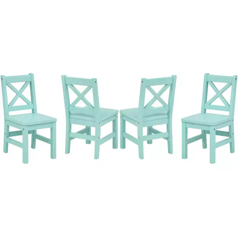 Set tavolo e sedie per bambini in legno massello eHemco (4 sedie incluse), set da 5 pezzi