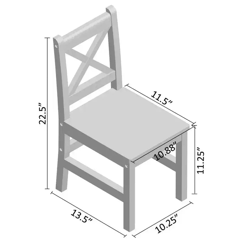 Set tavolo e sedie per bambini in legno massello eHemco (4 sedie incluse), set da 5 pezzi