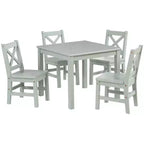 Set tavolo e sedie per bambini in legno massello eHemco (4 sedie incluse), set da 5 pezzi