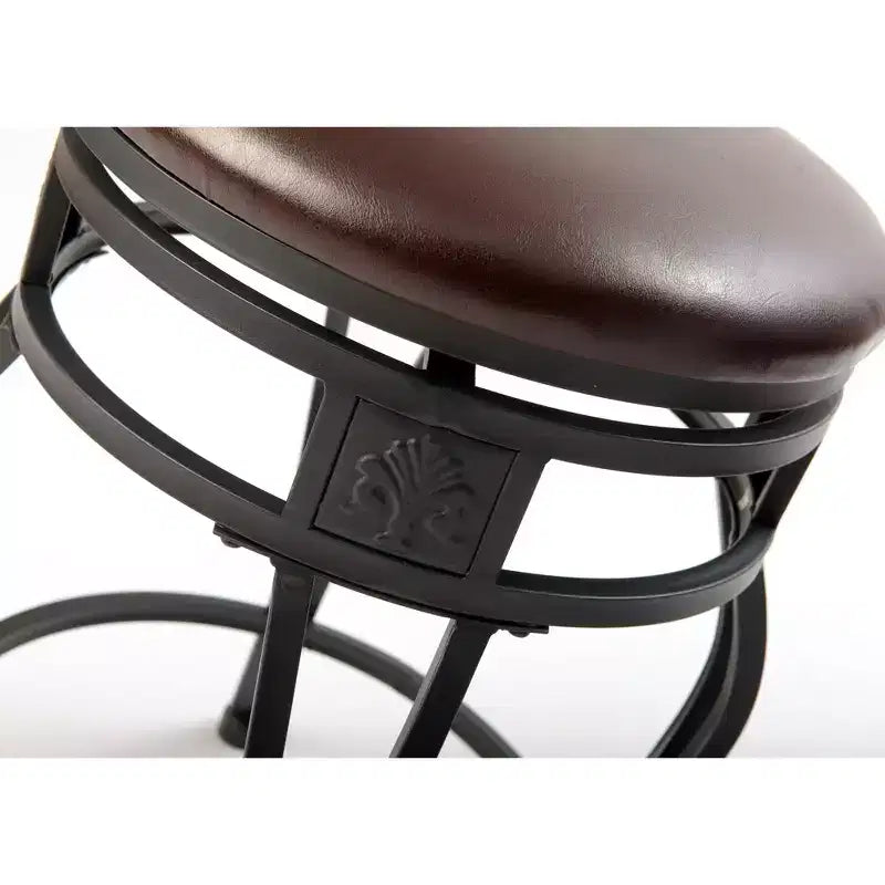 eHemco Sgabello da Bar Girevole in Metallo per Bancone da Cucina con Seduta Imbottita in Similpelle, 61 cm, Nero, Set da 2