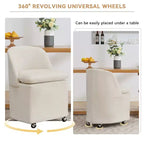 Set di 2 sedie da pranzo in tessuto ciniglia con ruote universali, Beige