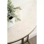 Tavolo Consolle Semicircolare in Marmo Kate and Laurel Dorrah, 71x35.5x76 cm, Bianco