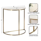 Tavolo Consolle Semicircolare in Marmo Kate and Laurel Dorrah, 71x35.5x76 cm, Bianco