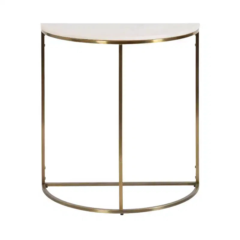 Tavolo Consolle Semicircolare in Marmo Kate and Laurel Dorrah, 71x35.5x76 cm, Bianco