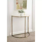 Tavolo Consolle Semicircolare in Marmo Kate and Laurel Dorrah, 71x35.5x76 cm, Bianco