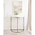 Tavolo Consolle Semicircolare in Marmo Kate and Laurel Dorrah, 71x35.5x76 cm, Bianco