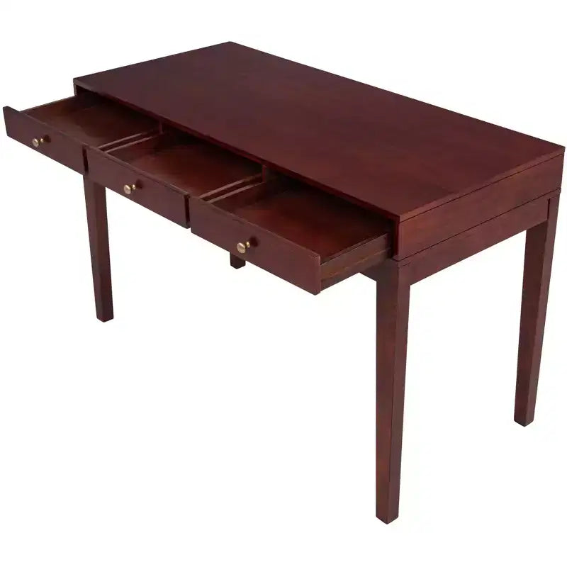 eHemco Scrivania in legno massello per biblioteca/ufficio con 3 cassetti, color ciliegio