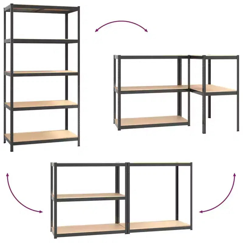 vidaXL Scaffale a 5 Ripiani Resistente Acciaio e Legno, Grigio