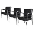 PureSana 3 Pack Chromium Ella Professional Auto Reclining Shampoo Chair with Washable Vinyl, High Density Foam Cushions, and Stainless Steel Frame