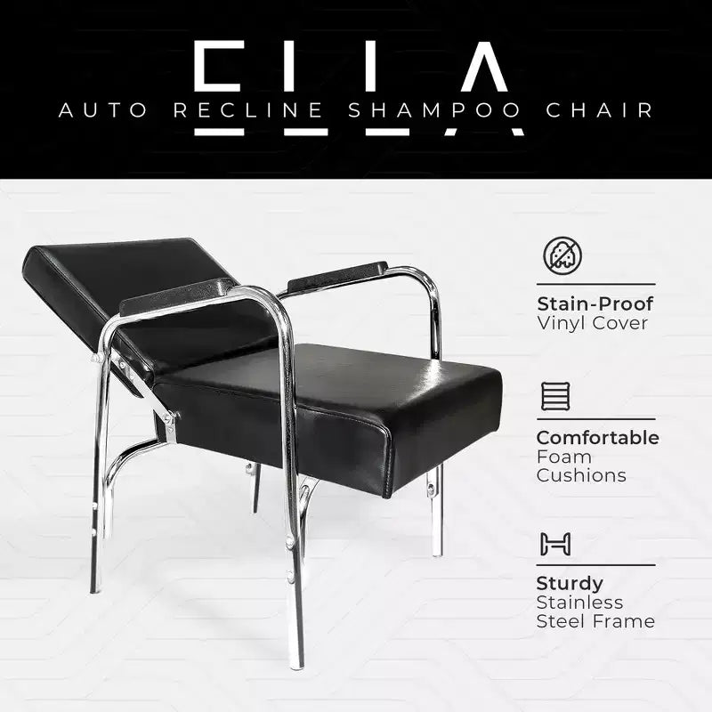 PureSana Set da 3 poltrone lavatesta professionali Ella con reclinazione automatica, rivestimento in vinile lavabile, cuscini in schiuma ad alta densità e telaio in acciaio inossidabile