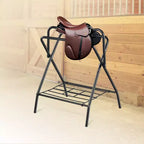 VEVOR Porta Sella Pieghevole, Porta Sella per Cavallo Autoportante, Porta Coperta per Cavallo Portatile, Porta Sella in Acciaio Resistente, Nero