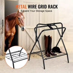 VEVOR Porta Sella Pieghevole, Porta Sella per Cavallo Autoportante, Porta Coperta per Cavallo Portatile, Porta Sella in Acciaio Resistente, Nero