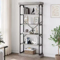 6 Tier Wooden Industrial Bookshelf,Open Shelf with Metal Frame,Large Grey Display Shelf for Bedroom,Living Room,Office