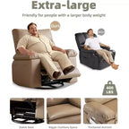 27 Poltrona reclinabile oversize con calore e massaggio, girevole a 360° e dondolio manuale, telecomando per soggiorno, camera da letto