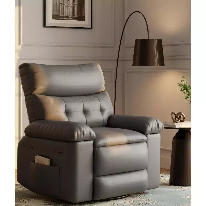 27 Poltrona reclinabile oversize con calore e massaggio, girevole a 360° e dondolio manuale, telecomando per soggiorno, camera da letto