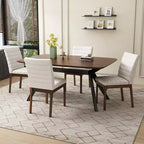 Christopher Knight Home Latisha Set da pranzo imbottito a 5 pezzi in legno di gomma stile moderno di metà secolo