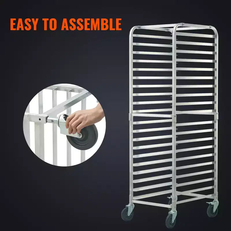 VEVOR Carrello Portateglie a 20 Livelli, Carrello Portateglie Commerciale con Ruote Freno, Carrello di Stoccaggio in Alluminio per Teglie Mezze e Intere, 66 x 51,8 x 177,8 cm