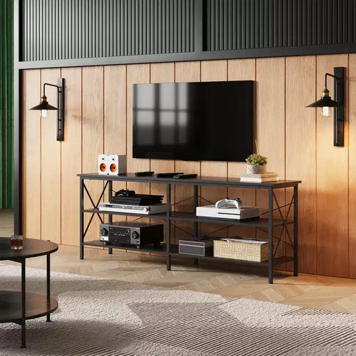 Mobile TV da 70 pollici per soggiorno e camera da letto, consolle multimediale da 63 pollici con ripiani portaoggetti a 3 livelli