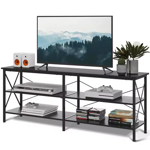 70 Inch TV Stand for Living Room & Bedroom, 63 Media Console with 3-Tier Storage Shelves