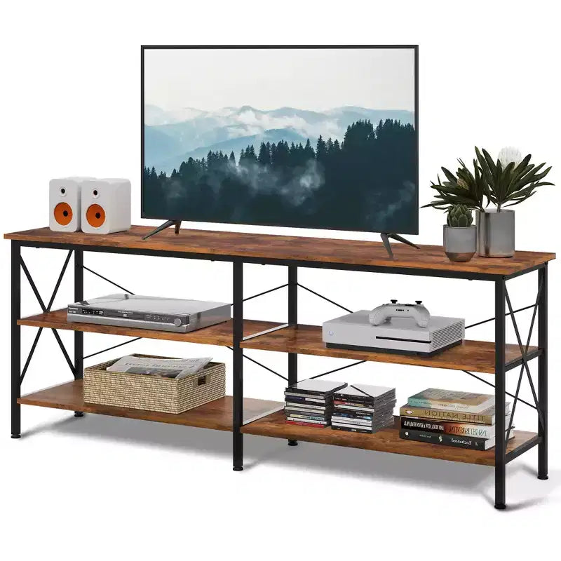 Mobile TV da 70 pollici per soggiorno e camera da letto, consolle multimediale da 63 pollici con ripiani portaoggetti a 3 livelli