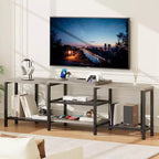 Mobile porta TV Acekool da 67 pollici con luci LED, prese di corrente e 4 ripiani aperti, console multimediale grigia per TV da 55/65/75 pollici, centro di intrattenimento ad angolo